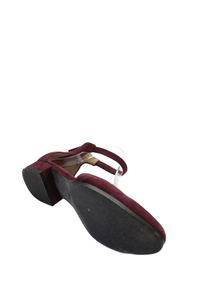 Eileen Fisher Womens Suede Ankle Strap Low Heels Sandals Shoes Red Size 8.5