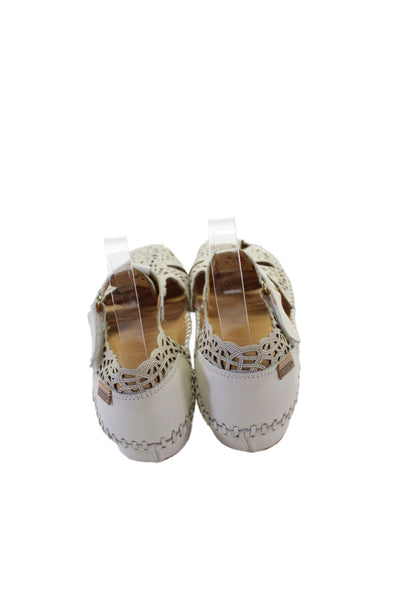 PIKOLINOS Womens Leather Laser Cut Ankle Strap Sandals Shoes White Size 9