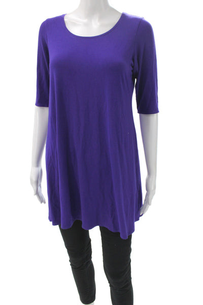 Eileen Fisher Women Babydoll Sleepshirt Purple Scoop Neck 3/4 Sleeve Size M