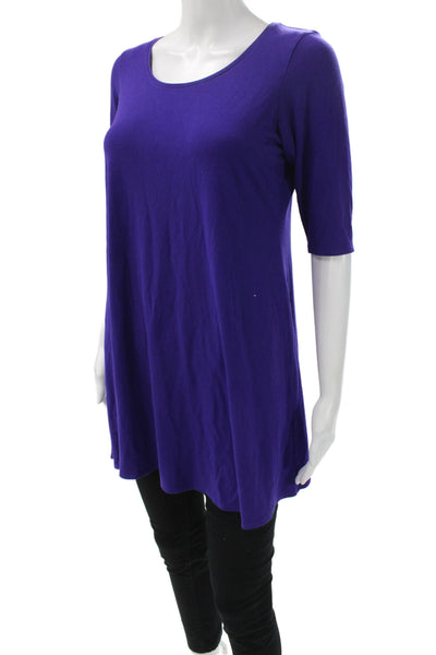 Eileen Fisher Women Babydoll Sleepshirt Purple Scoop Neck 3/4 Sleeve Size M