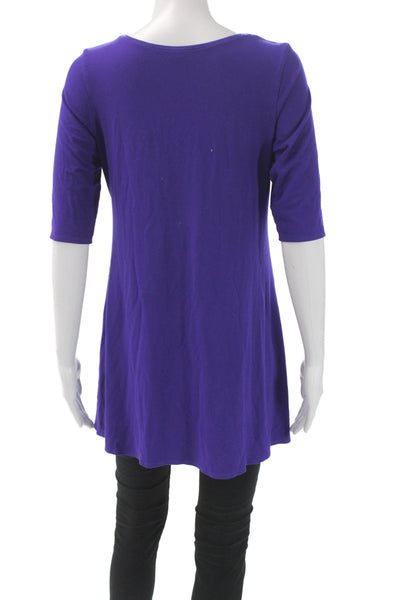 Eileen Fisher Women Babydoll Sleepshirt Purple Scoop Neck 3/4 Sleeve Size M