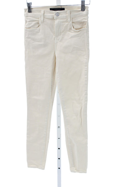 J Brand Women Skinny Jeans Mid Rise Ivory Cotton Blend Size 24