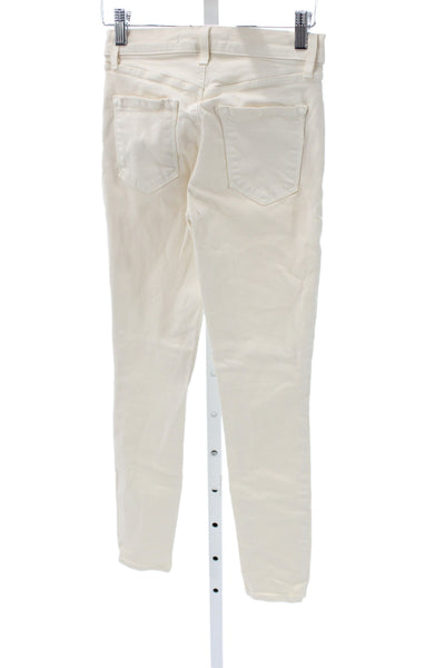 J Brand Women Skinny Jeans Mid Rise Ivory Cotton Blend Size 24