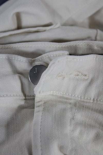 J Brand Women Skinny Jeans Mid Rise Ivory Cotton Blend Size 24
