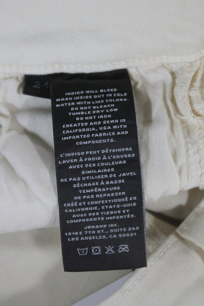 J Brand Women Skinny Jeans Mid Rise Ivory Cotton Blend Size 24