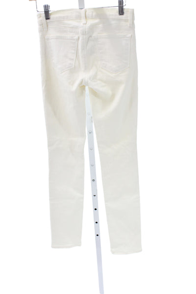 J Brand Womens Ivory Skinny Jeans Mid Rise Button Fly Cotton Size 25