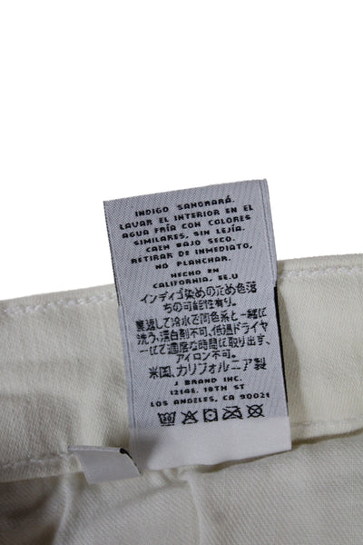 J Brand Womens Ivory Skinny Jeans Mid Rise Button Fly Cotton Size 25