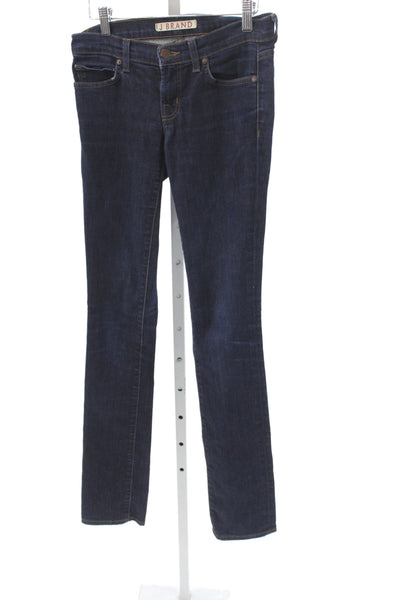 J Brand Women Skinny Jeans Blue Mid Rise Cotton Blend Button Fly Size 25