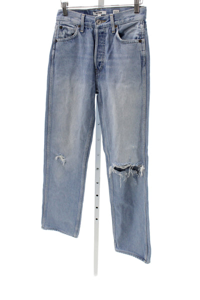 Re/Done Womens Blue High Rise Straight Jeans 30 Inseam Size 25