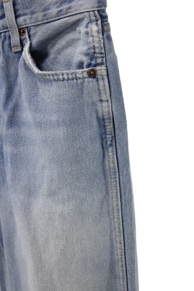 Re/Done Womens Blue High Rise Straight Jeans 30 Inseam Size 25