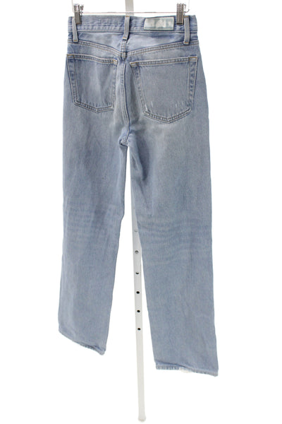 Re/Done Womens Blue High Rise Straight Jeans 30 Inseam Size 25