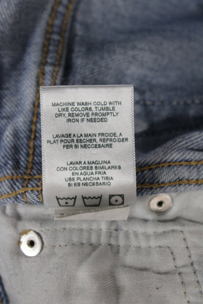 Re/Done Womens Blue High Rise Straight Jeans 30 Inseam Size 25
