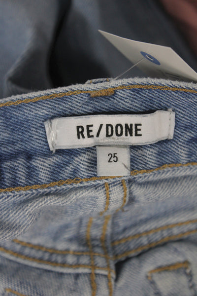 Re/Done Womens Blue High Rise Straight Jeans 30 Inseam Size 25