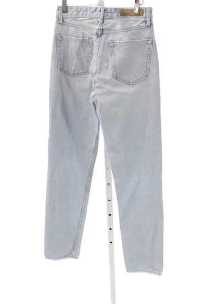 Grlfrnd Women Straight Blue Jeans Mid Rise Inseam 30 Size 24