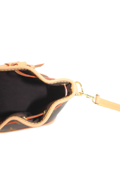 Louis Vuitton Womens Monogram Coated Canvas Nano Noe Bucket Handbag Brown
