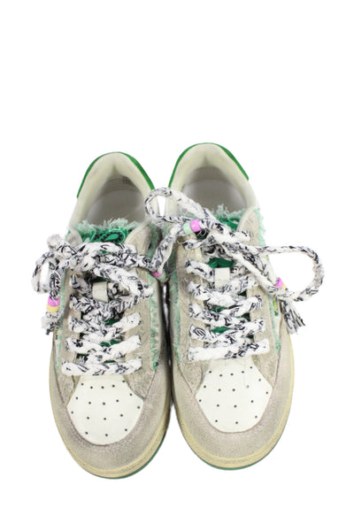 Arizona Love Womens Lace Up Suede Leather Perforated Sneakers White Gray Size 37