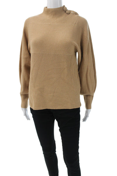 Rebecca Taylor Womens Pullover Mock Neck Long Sleeve Beige Size XS