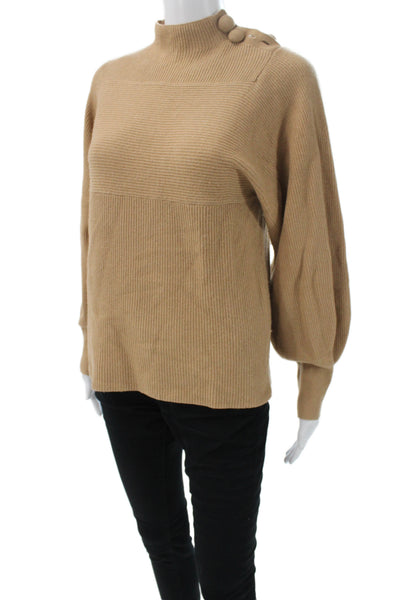 Rebecca Taylor Womens Pullover Mock Neck Long Sleeve Beige Size XS