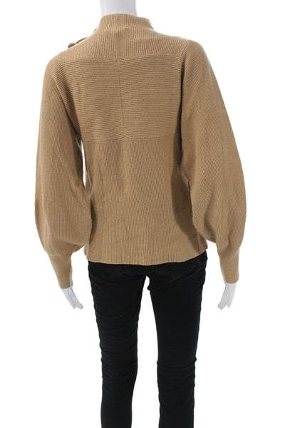Rebecca Taylor Womens Pullover Mock Neck Long Sleeve Beige Size XS
