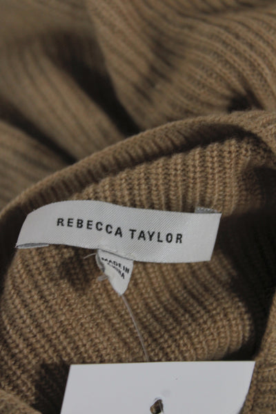 Rebecca Taylor Womens Pullover Mock Neck Long Sleeve Beige Size XS