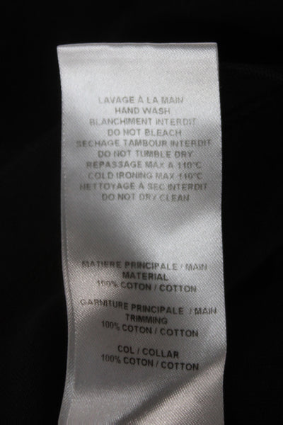 See by Chloe Womens Scoop Neck Cotton T-Shirt 3/4 Sleeve Black Size XS
