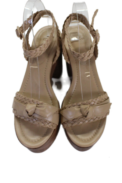 Alexandre Birman Womens Leather Ankle Strap Sandals Beige Size 38.5 8.5