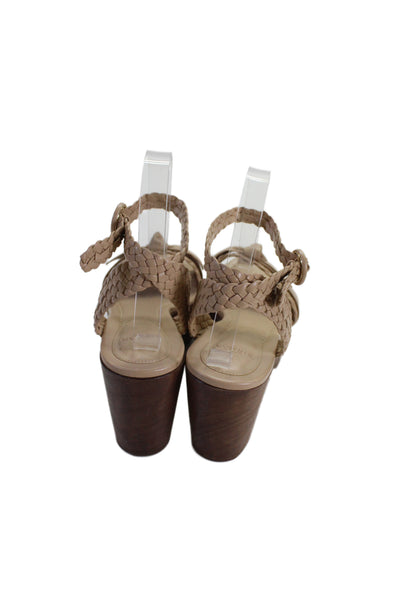 Alexandre Birman Womens Leather Ankle Strap Sandals Beige Size 38.5 8.5