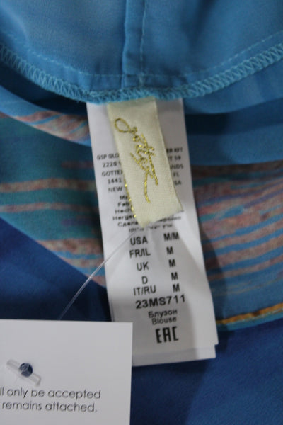 Gottex Womens Shirt Cover Up Blue Abstract Size M