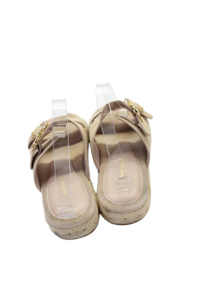 Stuart Weitzman Womens Double Strap Crystal Buckle Slide Sandals Brown Size 8.5