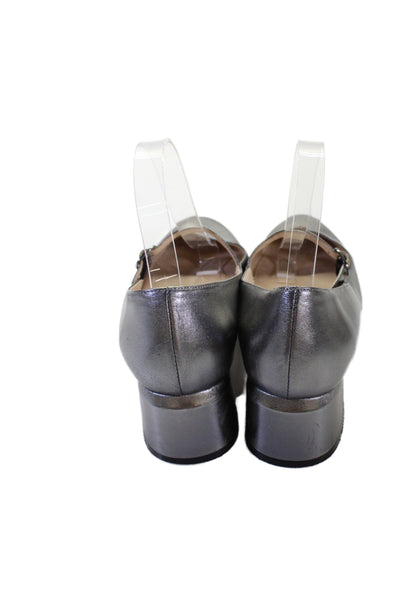 Stuart Weitzman Womens Block Heel Metallic Mary Jane Pumps Silver Size 9