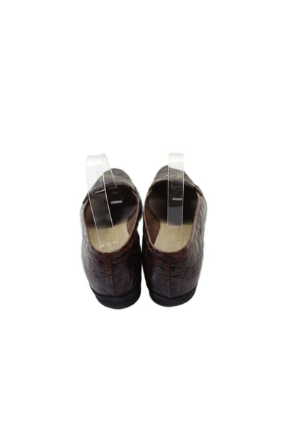 Salvatore Ferragamo Womens Embossed Animal Print Loafers Dark Brown Size 8.5