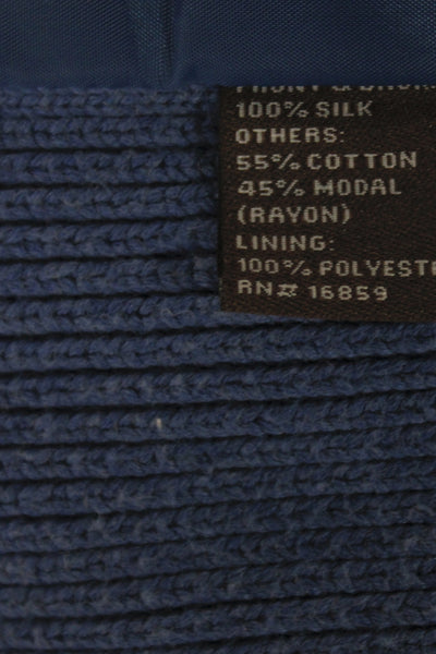 J. Mclaughlin Womens Quilted Silk Jacket Blue Zip Size L