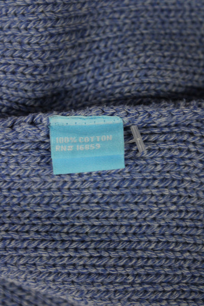 J. Mclaughlin Womens Cardigan Sweater Blue Cotton Round Neck Long Sleeve Size M