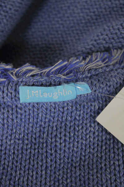 J. Mclaughlin Womens Cardigan Sweater Blue Cotton Round Neck Long Sleeve Size M