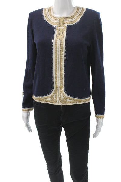 St. John By Marie Gray Women Basic Jacket Blue Long Sleeve Size S