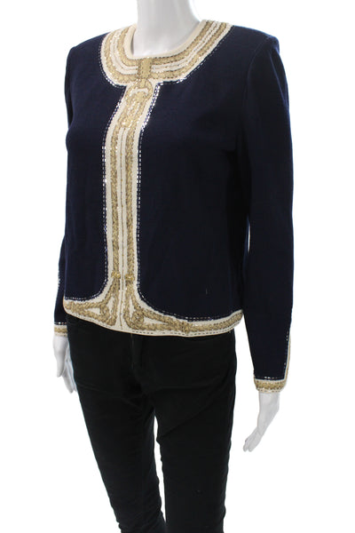 St. John By Marie Gray Women Basic Jacket Blue Long Sleeve Size S