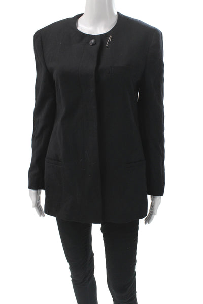 Sanyo Women Basic Jacket Black Wool Button Long Sleeve Size 4