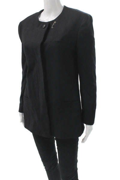 Sanyo Women Basic Jacket Black Wool Button Long Sleeve Size 4