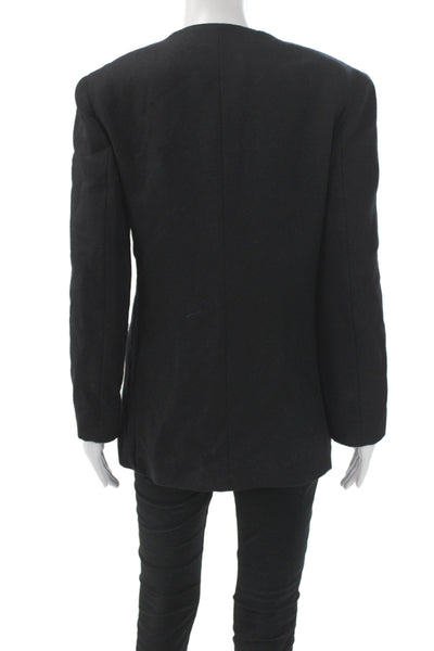 Sanyo Women Basic Jacket Black Wool Button Long Sleeve Size 4
