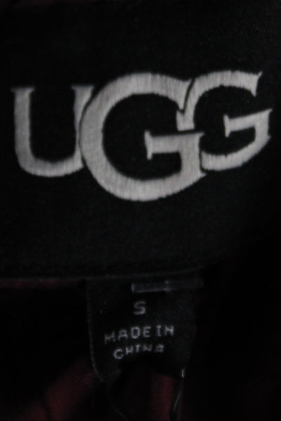 Ugg Unisex Adults Purple Fleece Bomber Jacket Cozy Button Size S