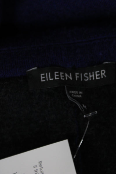 Eileen Fisher Women Purple Merino Wool V Neck Button Long Sleeve Jacket Size M