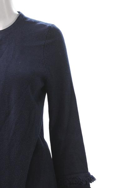 J. Mclaughlin Womens Blue Cardigan Sweater Round Neck Long Sleeve Size S