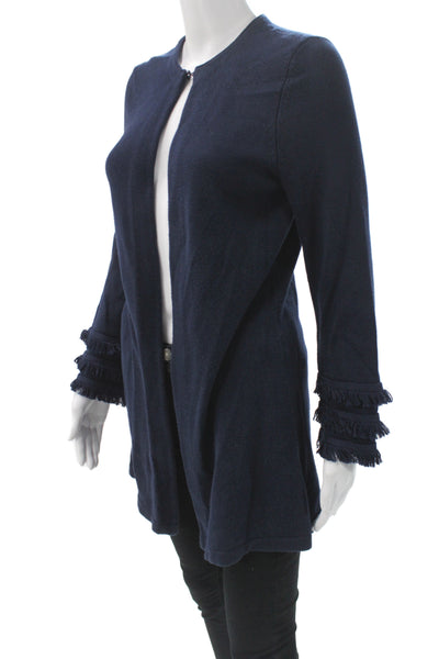J. Mclaughlin Womens Blue Cardigan Sweater Round Neck Long Sleeve Size S