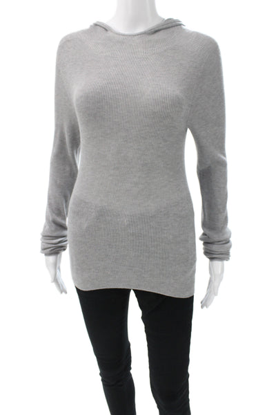 The Frankie Shop Women Gray Solid Round Neck Long Sleeve Pullover Size XS