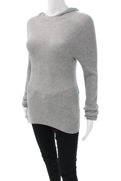 The Frankie Shop Women Gray Solid Round Neck Long Sleeve Pullover Size XS