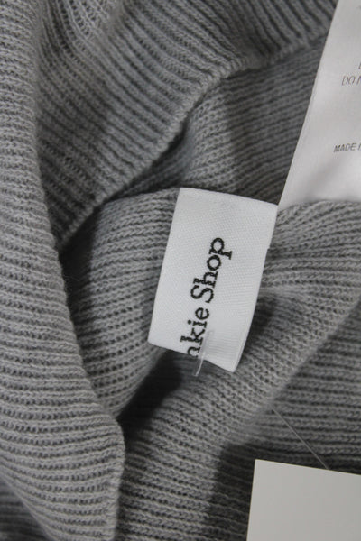 The Frankie Shop Women Gray Solid Round Neck Long Sleeve Pullover Size XS
