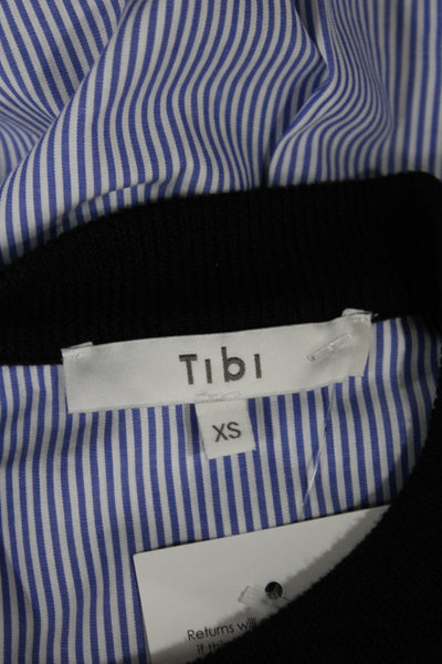 Tibi Womens Black Knit Pullover Sweater Crew Neck Long Sleeve Size XS