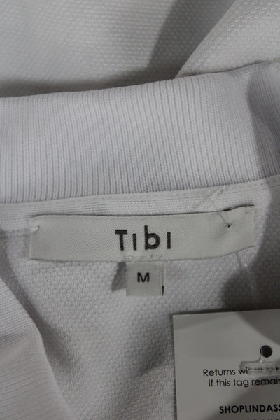Tibi Womens Cotton Collared Short Sleeve Basic T-Shirt White Size M