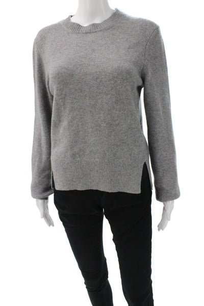 Tibi Women Pullover Cashmere Sweater Crew Neck Long Sleeve Gray Size M