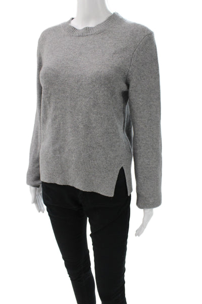 Tibi Women Pullover Cashmere Sweater Crew Neck Long Sleeve Gray Size M